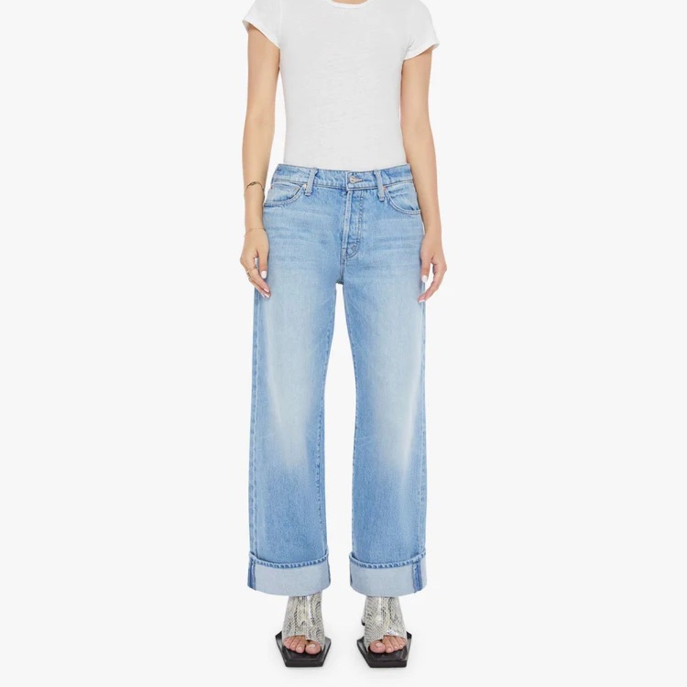 NEW $248 Mother Jeans The Dodger Button Hover Cuff Funk N’ Flair Blue sz 34 - Picture 5 of 11